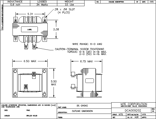 Image of an MTE DC Link Choke DCA009202