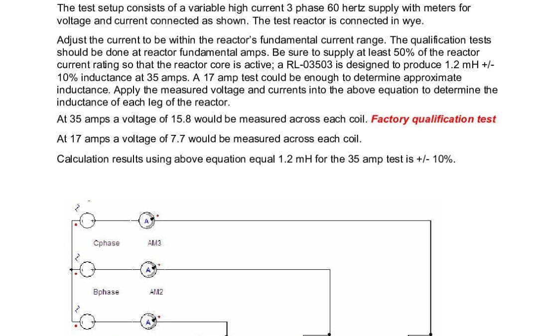 How to measure inductance of a three-phase reactor Tech Bulletin