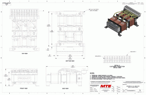 Drawings of MTE Matrix E-Series Filter MAEP0011C | 380V_415V | 11 Amp | 50HZ | Open Panel