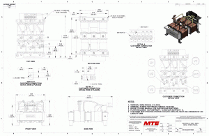 Drawings of MTE Matrix E-Series Filter MAEP0103D | 480V | 103 Amp | 60HZ | Open Panel