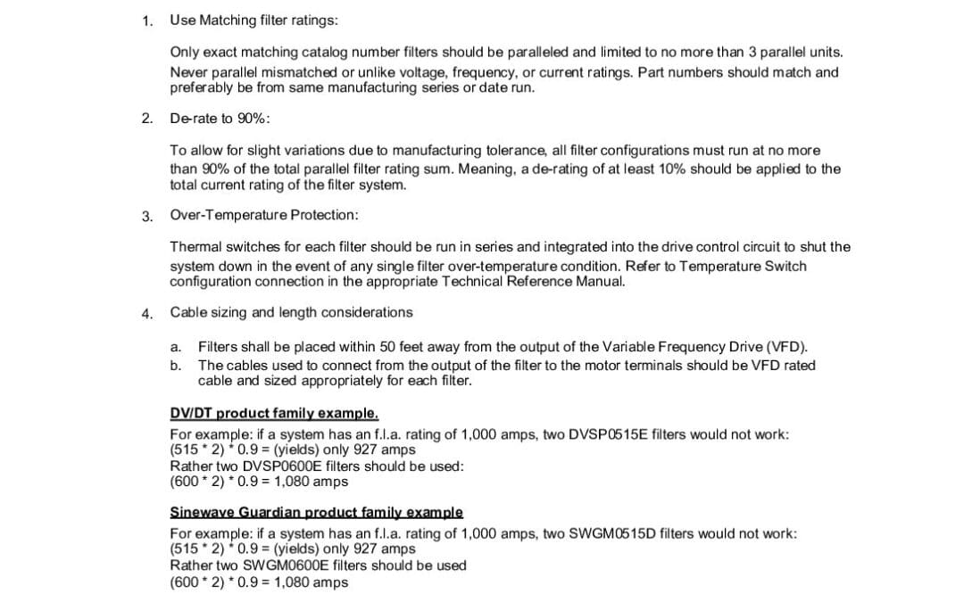 Recommendations for Paralleling MTE output filters App Note