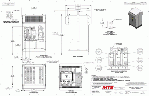 Drawings of MTE SineWave Guardian Filter SWGW0365D | 480V | 365 Amp | 60HZ | NEMA 3R