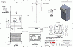 Drawings of MTE SineWave Guardian Filter SWGW0515D | 480V | 515 Amp | 60HZ | NEMA 3R