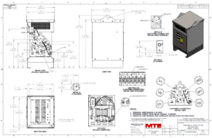 Drawings of MTE SineWave Nexus Filter SWNG0065E | 600V | 65 Amp | 60HZ | NEMA 1_2