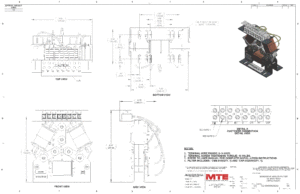 Drawings of MTE SineWave Nexus Filter SWNM0002D | 380V_480V | 2 Amp | 60HZ | Modular