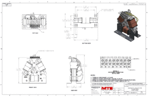 Drawings of MTE SineWave Nexus Filter SWNM0017D | 380V_480V | 17 Amp | 60HZ | Modular