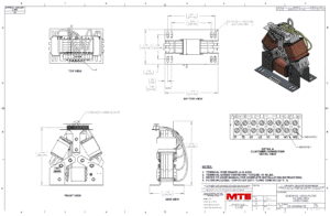 Drawings of MTE SineWave Nexus Filter SWNM0017E | 600V | 17 Amp | 60HZ | Modular