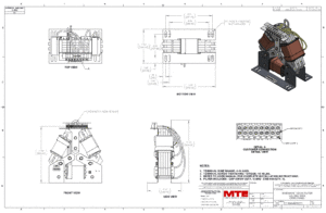 Drawings of MTE SineWave Nexus Filter SWNM0022D | 380V_480V | 22 Amp | 60HZ | Modular