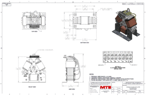 Drawings of MTE SineWave Nexus Filter SWNM0027E | 600V | 27 Amp | 60HZ | Modular