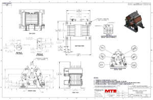 Drawings of MTE SineWave Nexus Filter SWNM0110E | 600V | 110 Amp | 60HZ | Modular