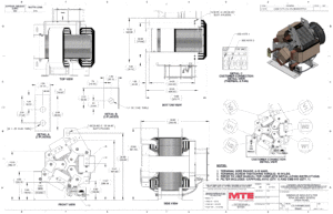 Drawings of MTE SineWave Nexus Filter SWNM0305D | 380V-480V | 305 Amp | 60HZ | Modular