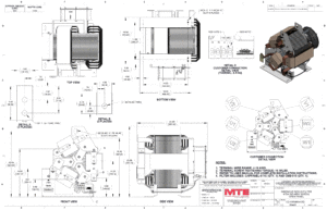 Drawings of MTE SineWave Nexus Filter SWNM0415D | 380V-480V | 415 Amp | 60HZ | Modular