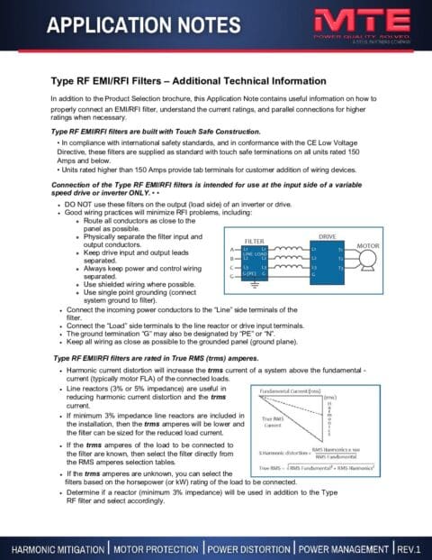Led Light Rfi Filter Type RF EMI/RFI-Filters Information App Note | MTE Corporation