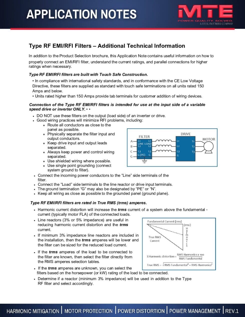 Type RF EMI/RFI-Filters Information App Note | MTE Corporation